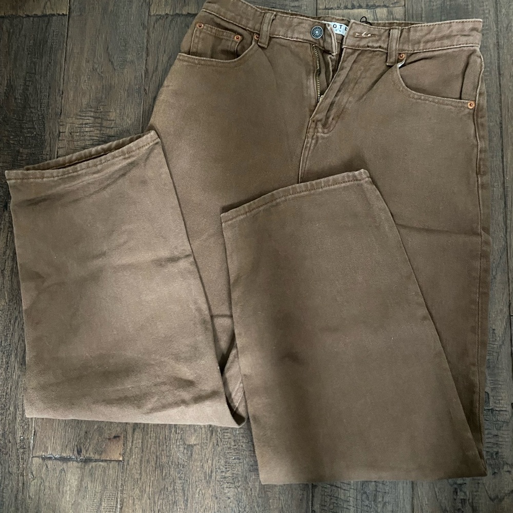 Motel wide-leg chocolate brown jeans- never worn